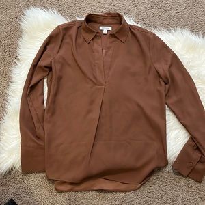 Nordstrom popover blouse brown size XS